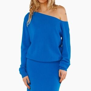 Crush Cashmere Naia Cashmere One Shoulder Sweater Wave Size Small Luxury